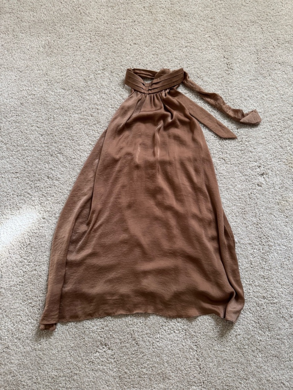 Backless Halter Maxi Dress in Brown
